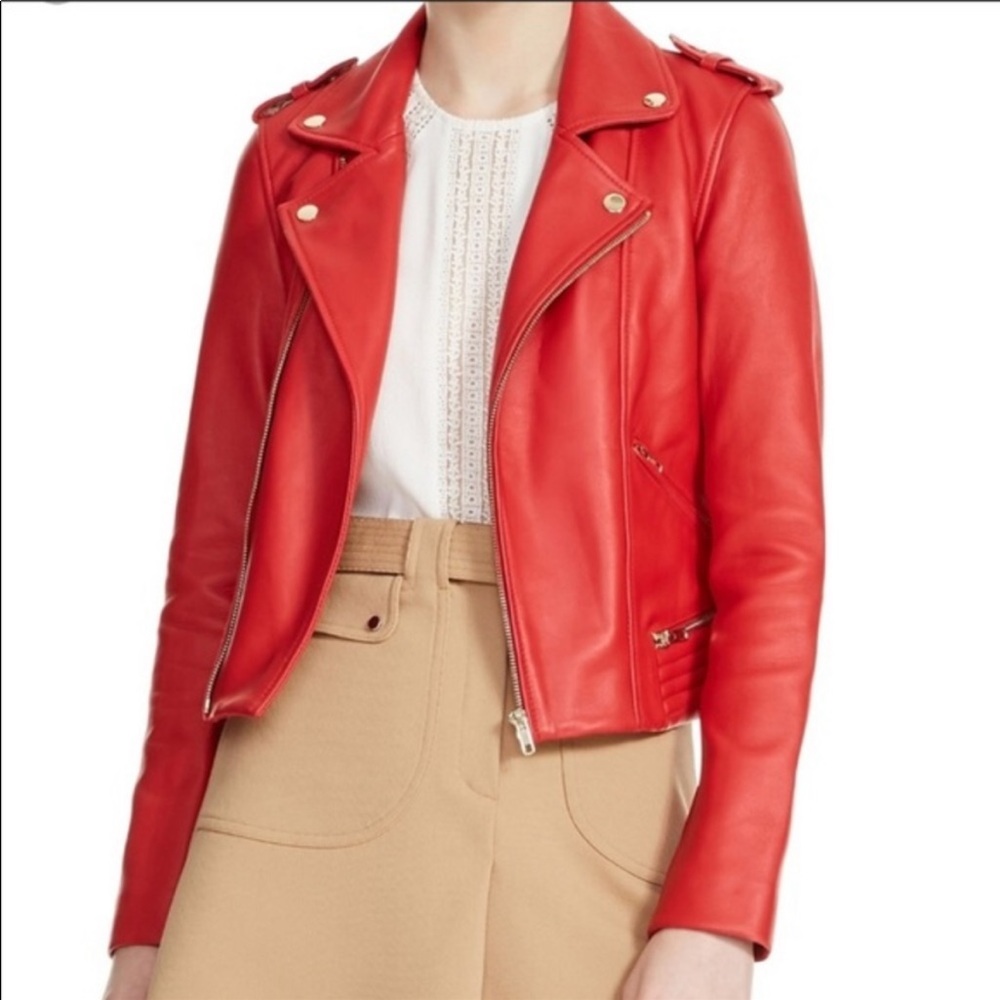 COPY - MAJE RED LEATHER JACKET